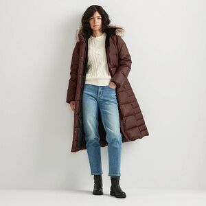 Eddie Bauer Lodge Down Duffle Parka Fur Hood XS